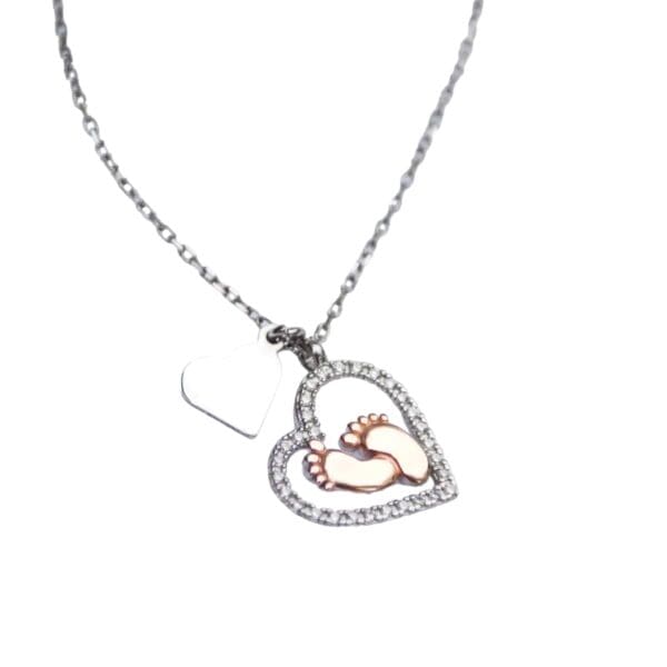 Best Valentine Gift: Baby Feet Heart 925 Silver Necklace Set for Pregnant Wife - Image 7