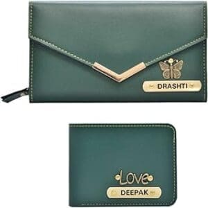 Personalized Anniversary Gift Set: Custom Leather Wallets for Couple