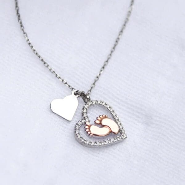 Best Valentine Gift: Baby Feet Heart 925 Silver Necklace Set for Pregnant Wife - Image 5