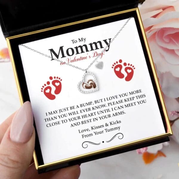 Best Valentine Gift: Baby Feet Heart 925 Silver Necklace Set for Pregnant Wife - Image 3