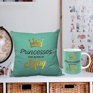 May Princess Gift Combo: Mug & Cushion Set for Birthday Girls!