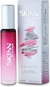 SKINN BY TITAN Celeste: Miniature Wood Fragrance Perfume Spray – Perfect Travel Size Gift for Her!