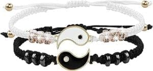 Yin Yang Handmade Macramé Golden Bracelets Set – Perfect Gift for Best Friends/Couple | Adjustable and Unique – Set of 2