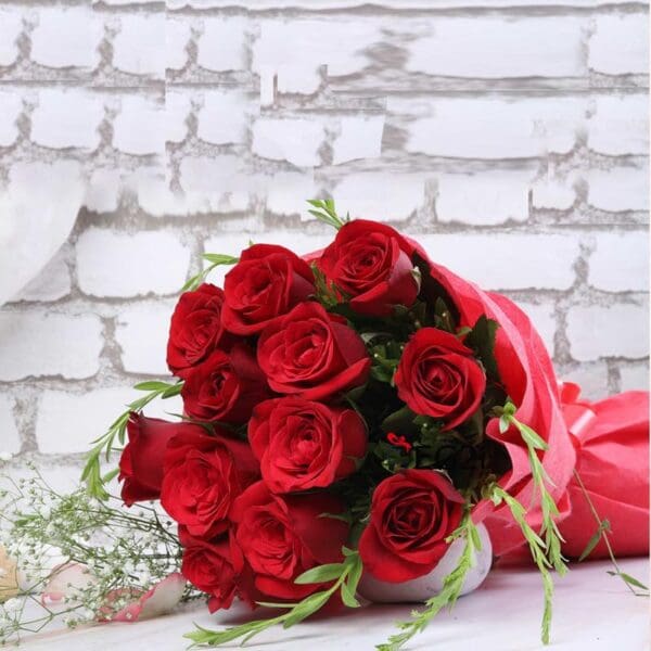 Surprise Your Loved One with 12 Red Roses in Elegant Red Paper Packing - Perfect for Birthdays, Mother's Day, Valentine's Day, and More! Same Day Delivery Available - Image 2