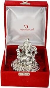 Exquisite Silver Plated Pagdi Ganesh God Idol: A Perfect International Gift Idea!