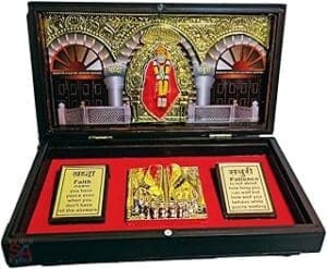 Blessings in Gold: Sai Baba Photo Frame & Charan Paduka Gift Set