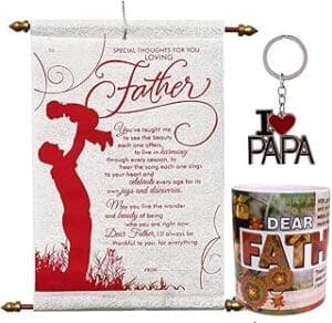 Father’s Day Special: Coffee Mug, Scroll Card & Keychain Combo – Perfect Gift for Dad!