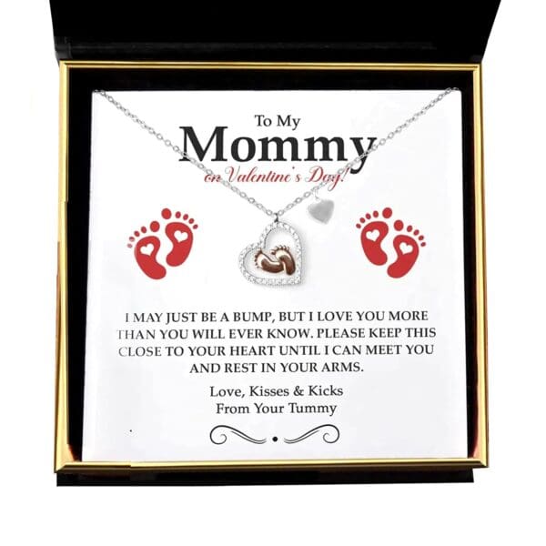 Best Valentine Gift: Baby Feet Heart 925 Silver Necklace Set for Pregnant Wife - Image 2