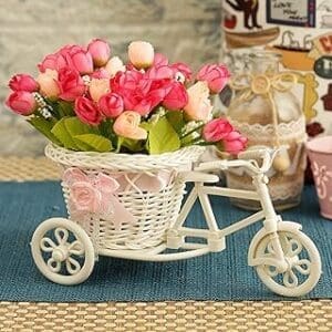 Cycle Shape Flower Vase with Peonies: Perfect Decorative Gift Idea!