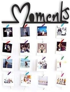 : Personalized Photo Frame Collage with Wooden Clips – Perfect Gift for Birthday, Anniversary, Brother or Sister