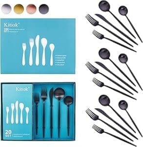 Luxury Dining Upgrade: Kitiok 20-Piece Satin Cutlery Set